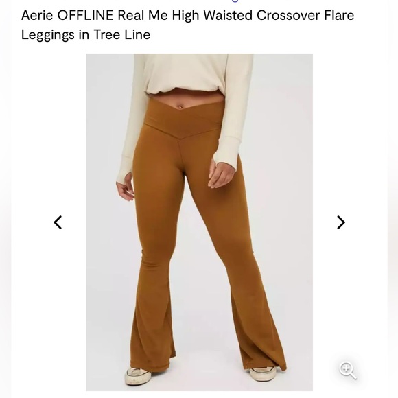 OFFLINE By Aerie High Waisted Crossover Flare Legging. Sz: L. Color: Tree Line - Picture 1 of 7